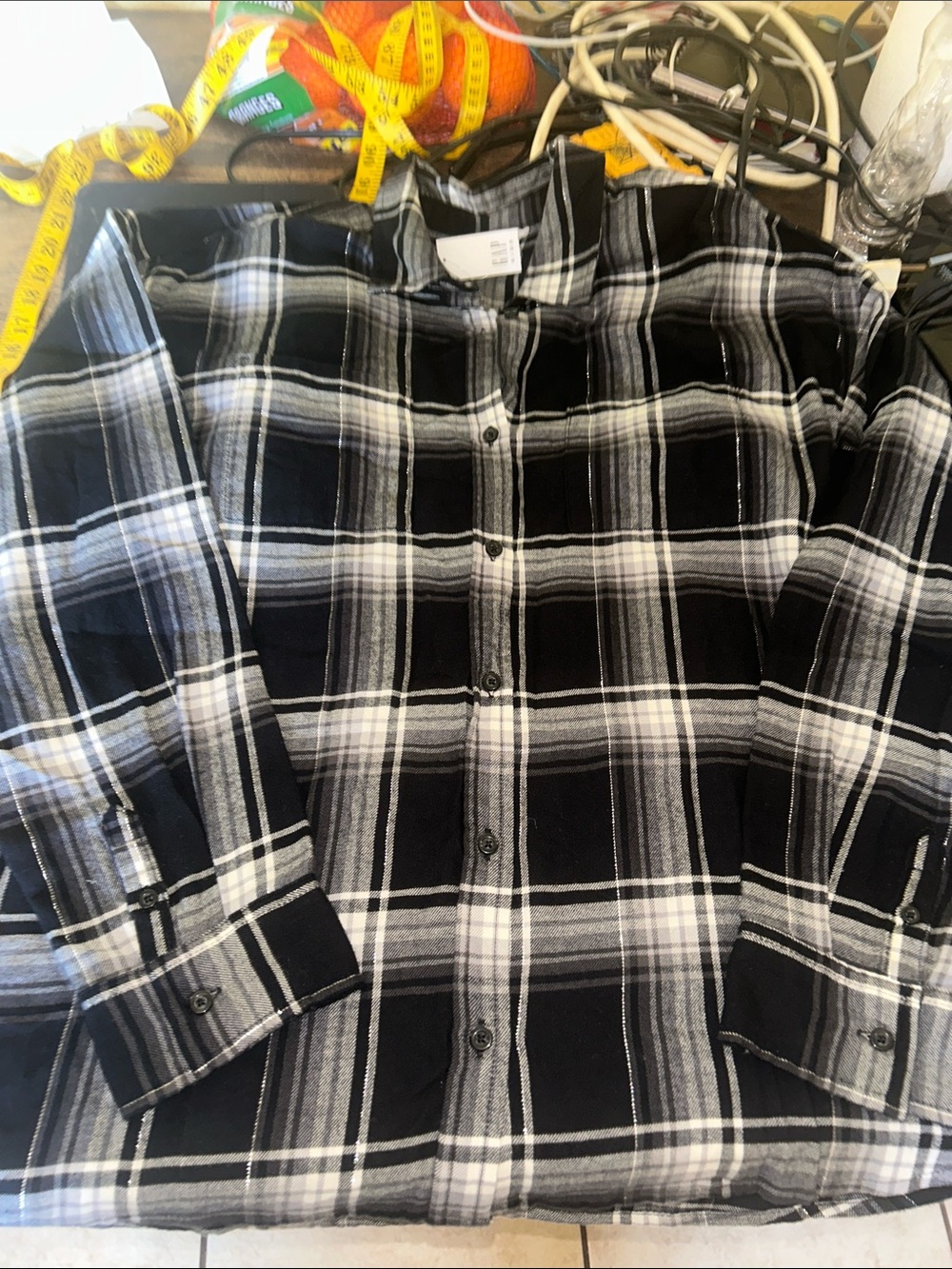 GAP Black and White Plaid Kids Button-Up Shirt